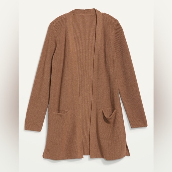 NWT! Chestnut Brown Textured Shaker-Stitch Long-Line Open-Front Sweater - 2X ♠️ - Picture 7 of 9